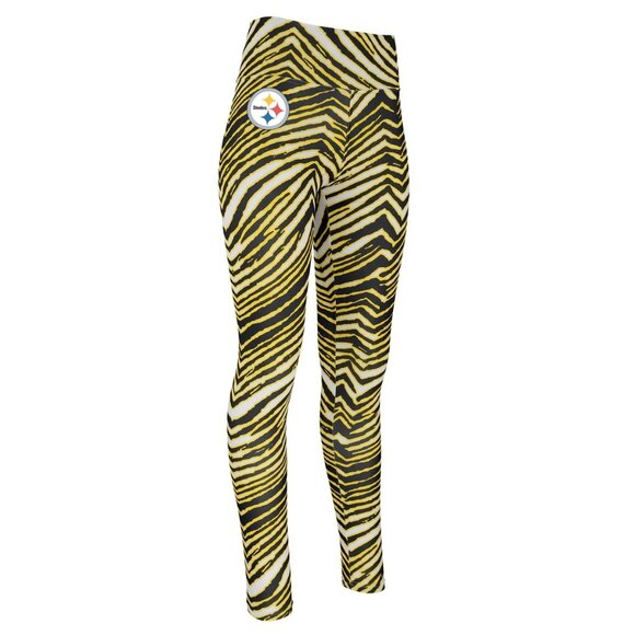 Zubaz Pittsburgh Steelers NFL Apparel Womens Medium Zebra Print Leggings NWT - Picture 1 of 2